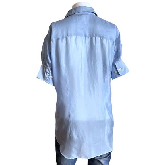 Vintageโ90โs DOLCE & GABBANA White Label Baby Blue Button Down Blouse - Picture 11 of 14